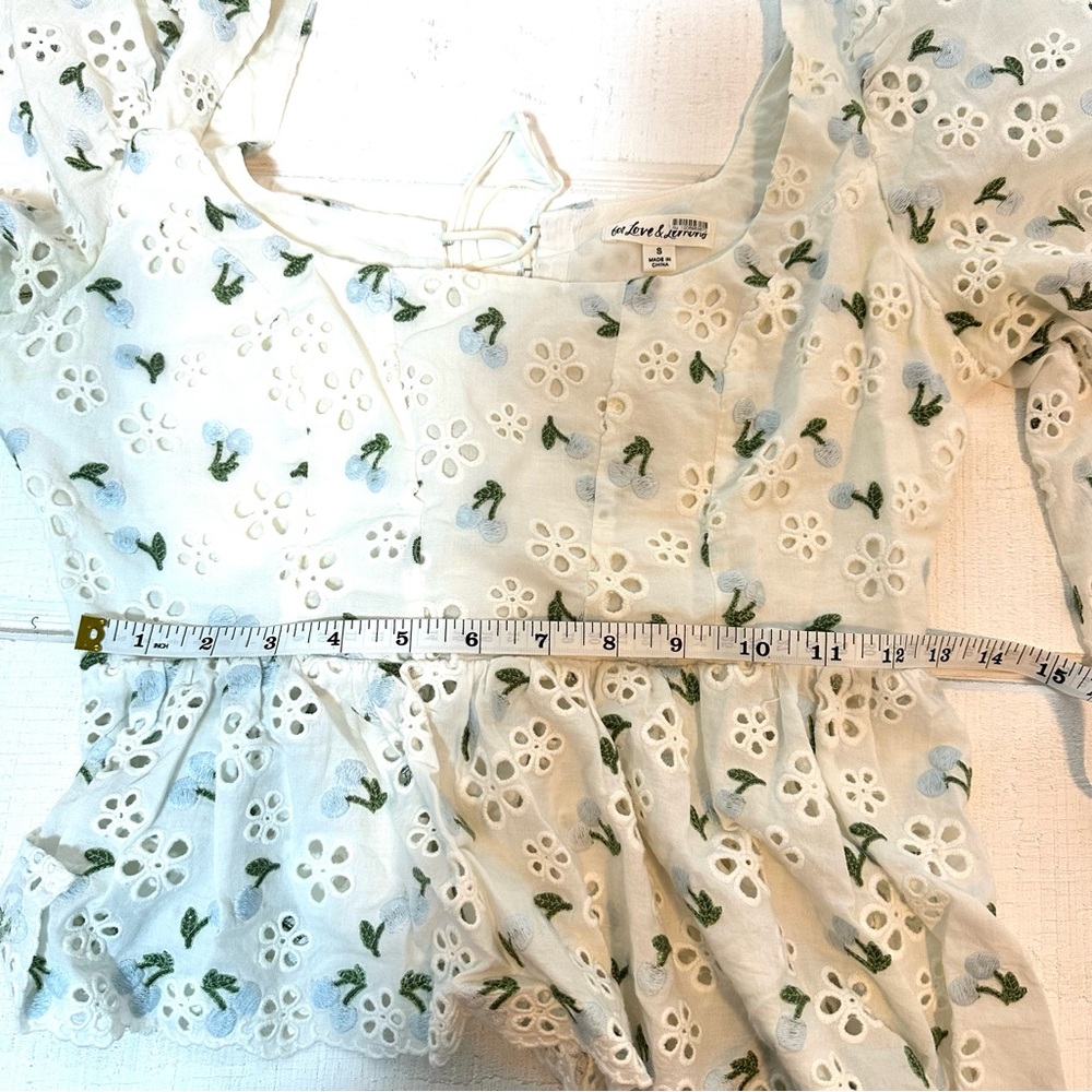Wild Cherry Cotton For Love & Lemons Gardengirl Small Bow Asymmetrical Eyelet - Picture 7 of 12